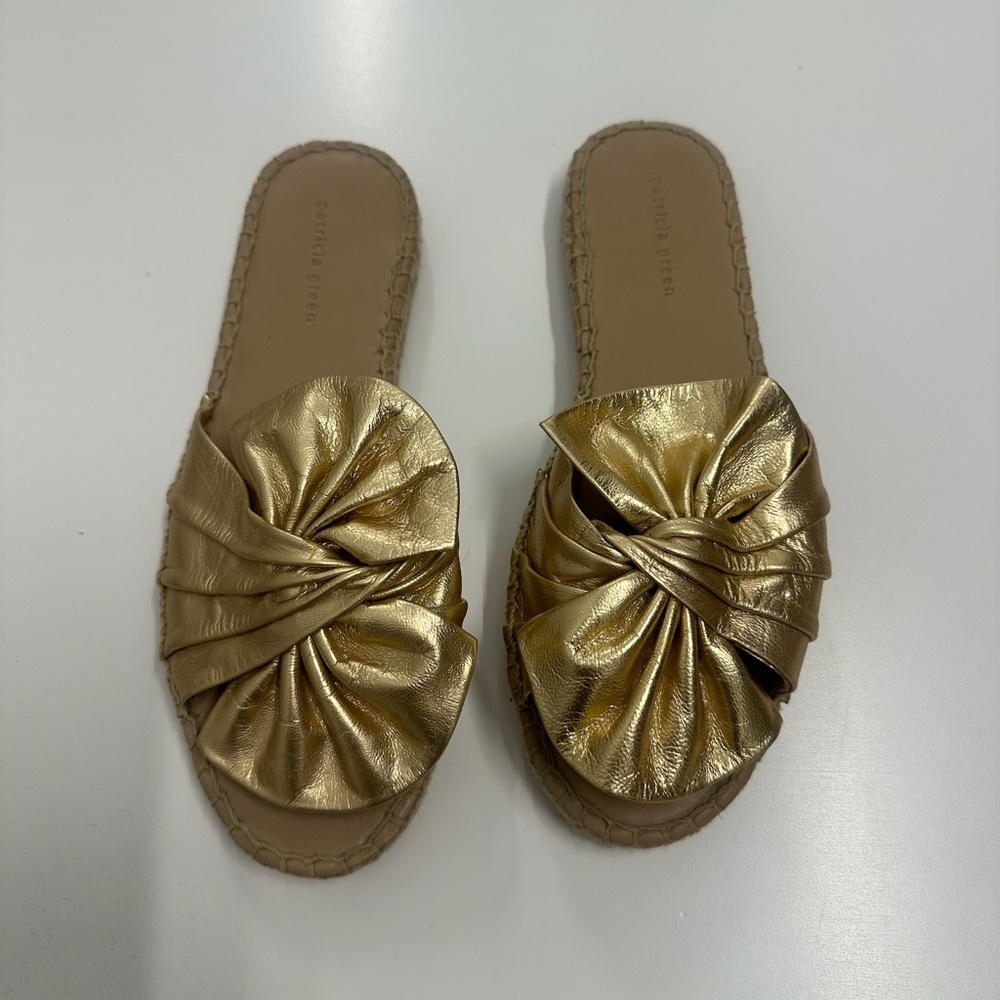 Patricia Green Gold Slide Sandals